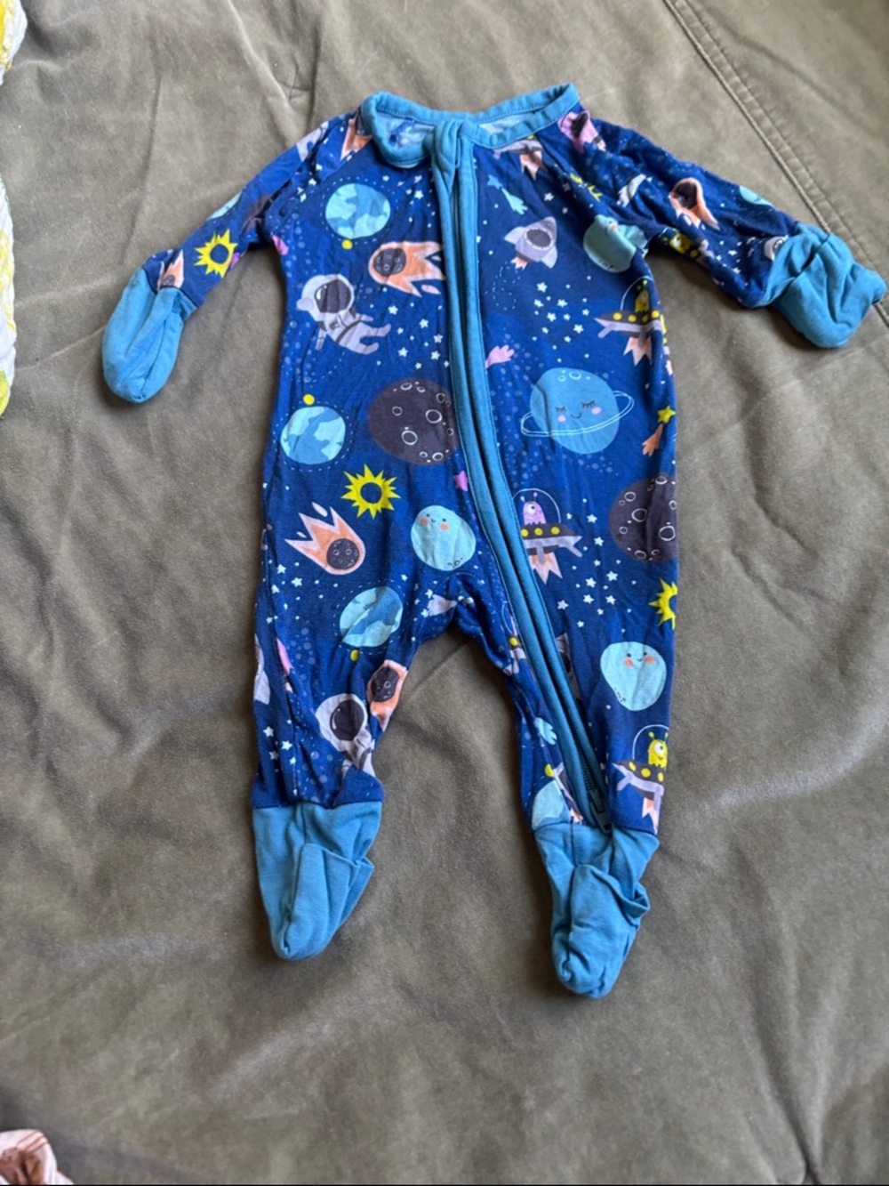 Little Sleepies Navy Space Print Footed One-Piece